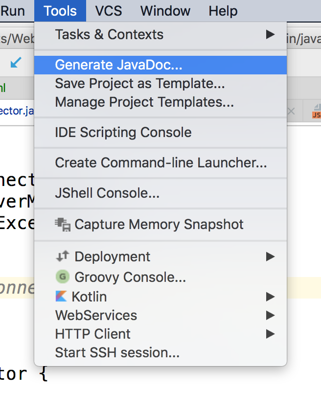 Generate Javadoc